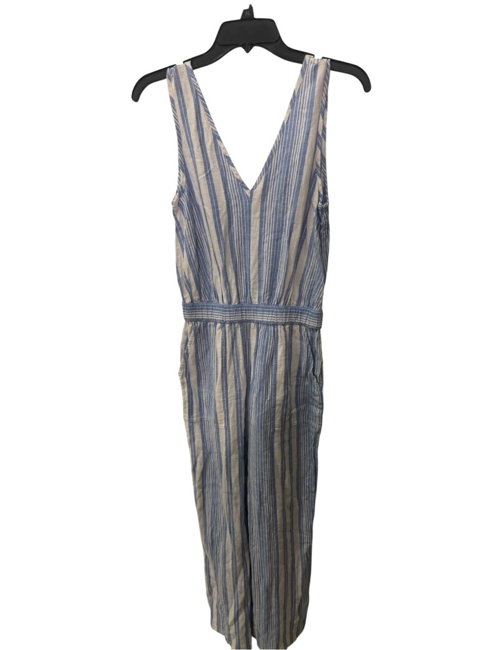 Gap brand women's blue and white striped linen wide-leg jumpsuit women’s size XS